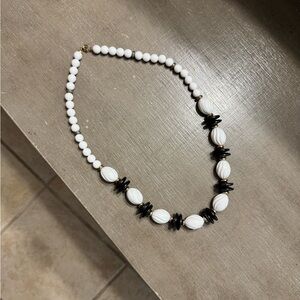 Vintage Black and White Beaded Necklace